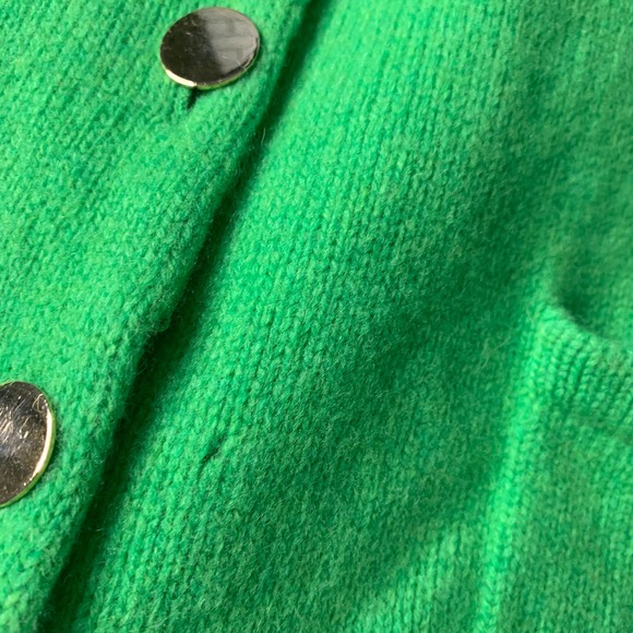 Beans Of Scotland Womens Cardigan Sweater Size 42 Green Wool Button Front Pocket - Picture 6 of 12